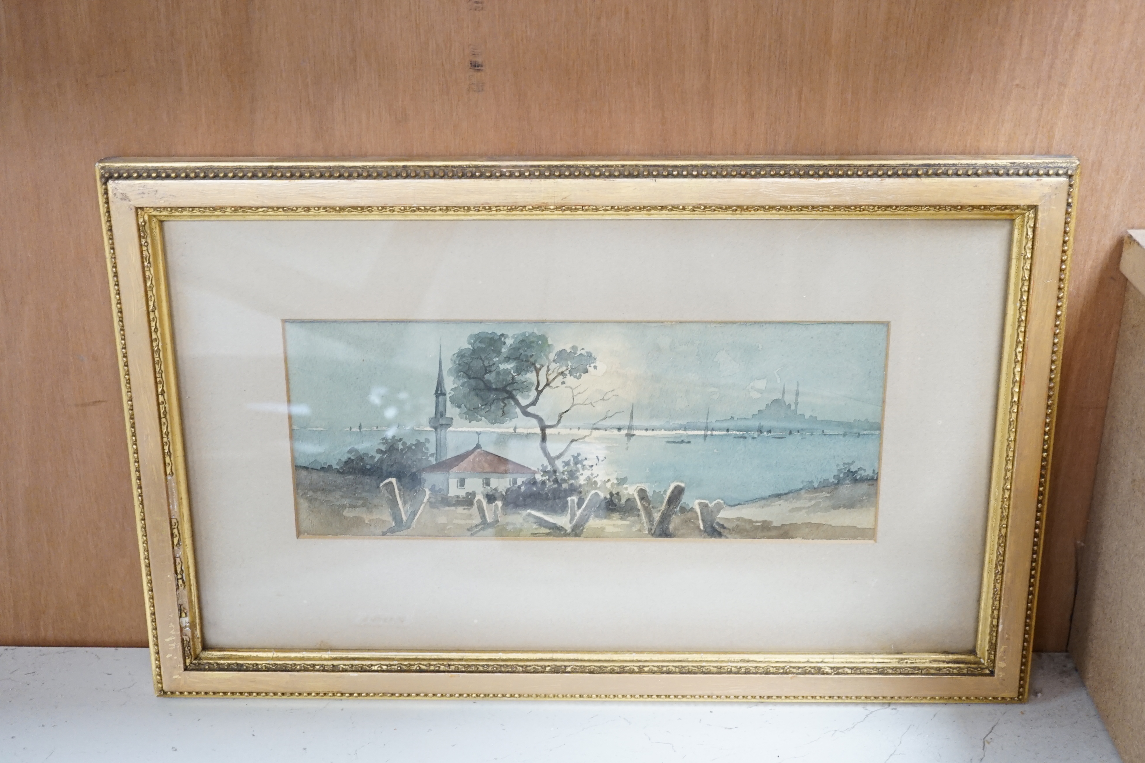 Alice Mary Hobson (1860-1954), three watercolours, 'San Stephano by moonlight from Pasha side' and 'Stanboul (Golden Horn)', inscribed in pencil 'Mary Hobson', 10 x 28cm and 9 x 17.5cm